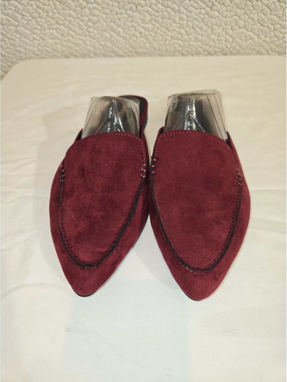 Express Faux Suede Womens Burgundy Slip-on Shoes Size 9